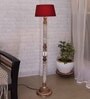 Classic Twister Antique White Finish Wooden Floor Lamp with Red Shade
