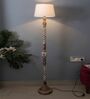 Classic Twister Antique White Finish Wooden Floor Lamp with White Shade
