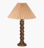 Classic Twister Wooden Table Lamp with Pleated Shade for Home D cor
