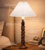 Classic Twister Wooden Table Lamp with Pleated Shade for Home D cor