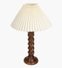 Classic Twister Wooden Table Lamp with Pleated Shade for Home D cor
