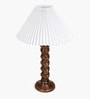 Classic Twister Wooden Table Lamp with Pleated Shade for Home D cor