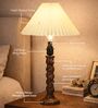 Classic Twister Wooden Table Lamp with Pleated Shade for Home D cor