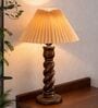 Classic Twister Wooden Table Lamp with Pleated Shade for Home D cor