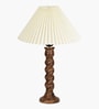 Classic Twister Wooden Table Lamp with Pleated Shade for Home D cor