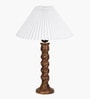 Classic Twister Wooden Table Lamp with Pleated Shade for Home D cor