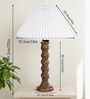 Classic Twister Wooden Table Lamp with Pleated Shade for Home D cor