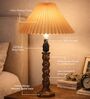 Classic Twister Wooden Table Lamp with Pleated Shade for Home D cor