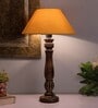 Classic Victorian Black Wood Table Lamp With Golden Shade
