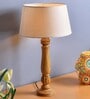 Classic Victorian Natural Wood Table Lamp With Green Shade