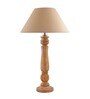 Classic Victorian Natural Wood Table Lamp With Red Shade