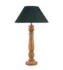 Classic Victorian Natural Wood Table Lamp With White Cone Shade