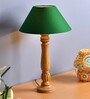 Classic Victorian Natural Wood Table Lamp With White Cone Shade