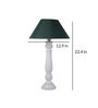 Classic Victorian White Wood Table Lamp With Green Shade