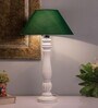 Classic Victorian White Wood Table Lamp With Green Shade