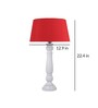 Classic Victorian White Wood Table Lamp With Red Shade