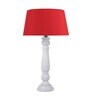 Classic Victorian White Wood Table Lamp With Red Shade