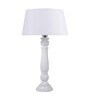 Classic Victorian White Wood Table Lamp With White Drum Shade