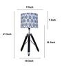 Classic Vintage Tripod Black Mangowood Table Lamp With Ikkat Print Satin Shade