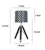 Classic Vintage Tripod Black Mangowood Table Lamp With Geometric Print Satin Shade