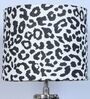 Classic Vintage Tripod Black Mangowood Table Lamp With Leopard Print Satin Shade