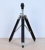 Classic Vintage Tripod Black Mangowood Table Lamp With Black Cotton Shade