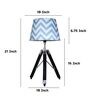 Classic Vintage Tripod Black Mangowood Table Lamp With Maze Print Satin Shade