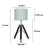 Classic Vintage Tripod Black Mangowood Table Lamp With Off White Satin Shade