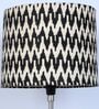 Classic Vintage Tripod Black Mangowood Table Lamp With Chevron Print Satin Shade