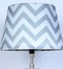 Classic Vintage Tripod Black Mangowood Table Lamp With Maze Print Satin Shade