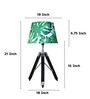 Classic Vintage Tripod Black Mangowood Table Lamp With Palm Print Satin Shade