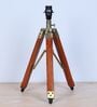 Classic Vintage Tripod Brown Mangowood Table Lamp With Black Cotton Shade