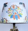 Classic Vintage Tripod Brown Mangowood Table Lamp With English Oak Print Satin Shade