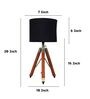 Classic Vintage Tripod Brown Mangowood Table Lamp With Black Cotton Shade