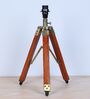 Classic Vintage Tripod Brown Mangowood Table Lamp With Flower Print Satin Shade
