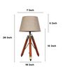 Classic Vintage Tripod Brown Mangowood Table Lamp With Beige Jute Shade