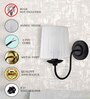 Classic Wall Sconces Lighting Fixture, E27, Sheen Fabric Shade, Black, set of 2