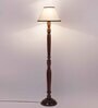 Classic Wooden Floor Lamp  with Cotton Shade (Brown & Multicolor)