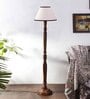 Classic Wooden Floor Lamp  with Cotton Shade (Brown & Multicolor)