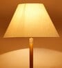 Classic Wooden Floor Lamp  with Cotton Shade (Natural & off-white)