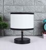 Classic Wooden Night Lamp with Cotton Shade (Black & Multicolor)