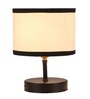Classic Wooden Night Lamp with Cotton Shade (Black & Multicolor)
