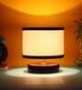 Classic Wooden Night Lamp with Cotton Shade (Brown & Multicolor)
