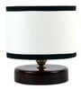 Classic Wooden Night Lamp with Cotton Shade (Brown & Multicolor)