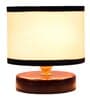 Classic Wooden Night Lamp with Cotton Shade (Brown & Multicolor)