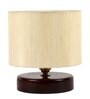 Classic Wooden Night Lamp with Cotton Shade (Brown & off-white)