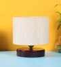 Classic Wooden Night Lamp with Cotton Shade (Brown & off-white)
