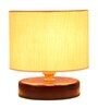 Classic Wooden Night Lamp with Cotton Shade (Brown & off-white)