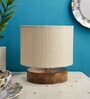 Classic Wooden Night Lamp with Cotton Shade (Natural & off-white)