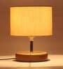 Classic Wooden Night Lamp with Cotton Shade (Natural & off-white)